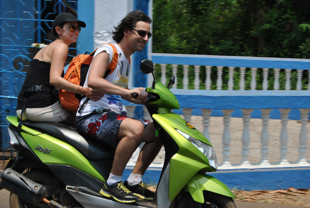 riding a sooter in Goa