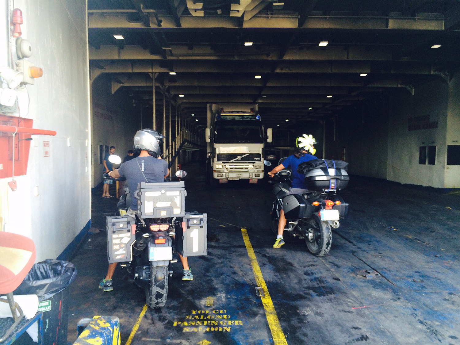 Motorcycle boarding the ferry boat to Mersin