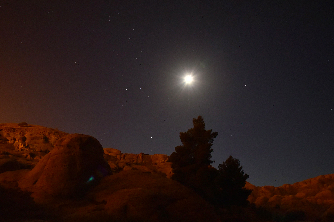 Petra under a full moon