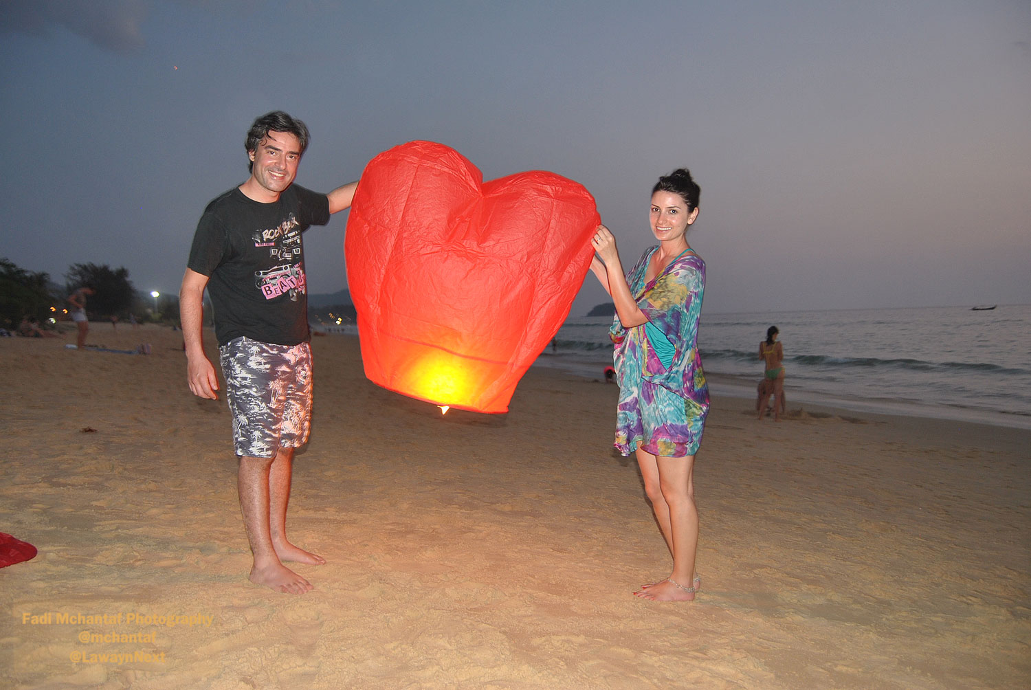 heart shaped sky lantern at Karon beachside