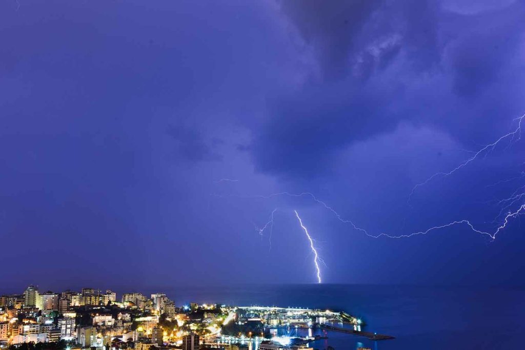 Lightning strike over Jounieh bay